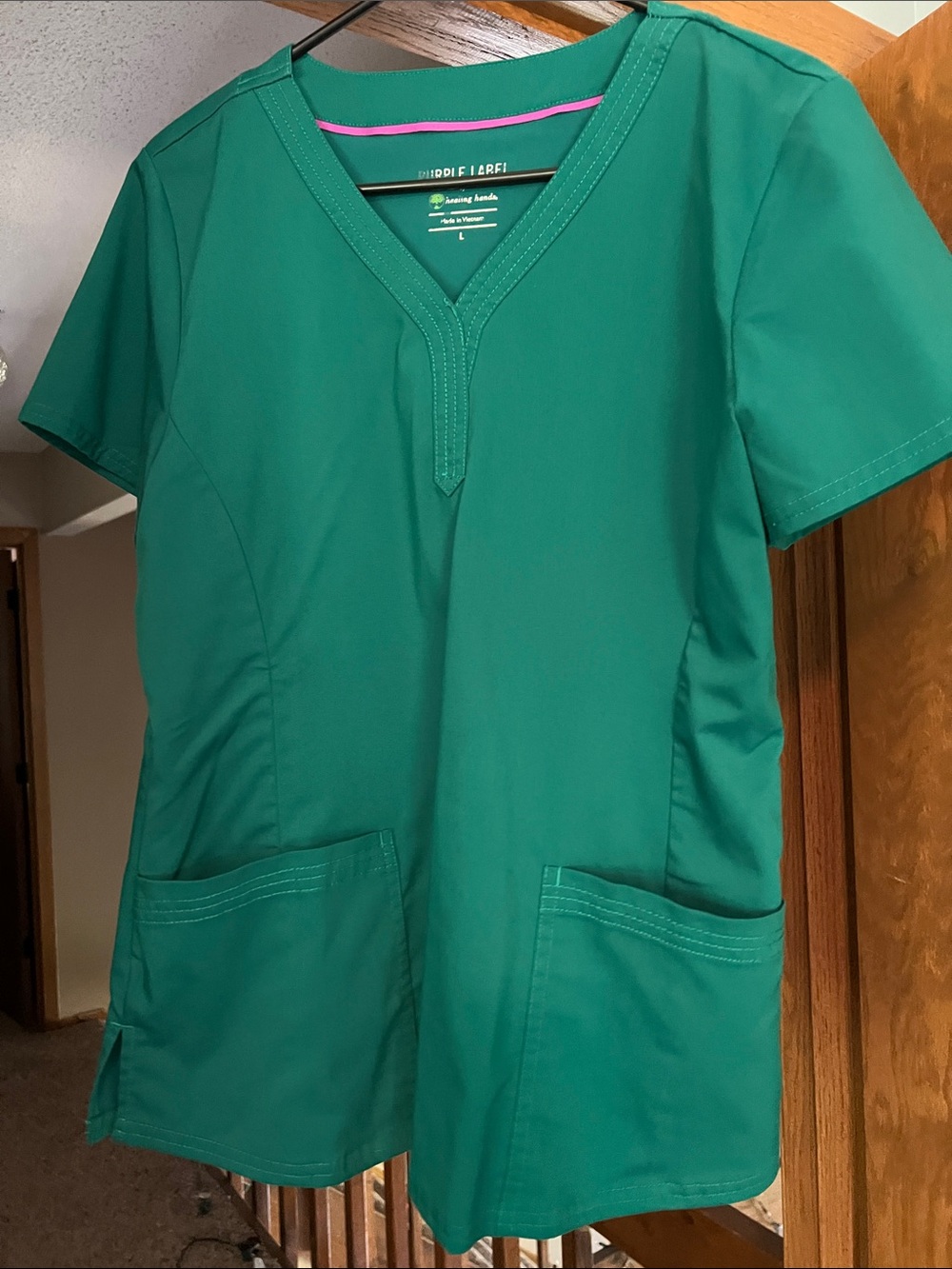Green Short Sleeve Scrub Top, Long Sleeve Front Snap Jacket and Pants